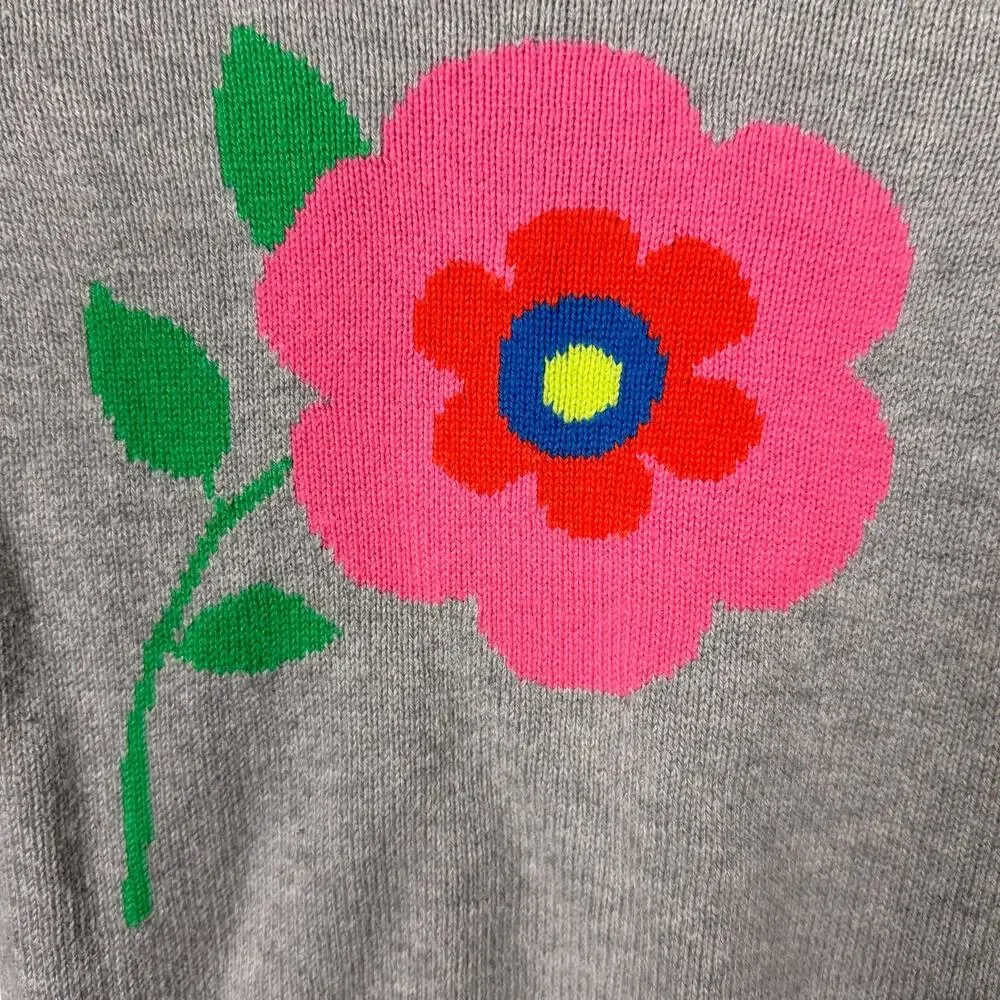 Gap Baby Girls 3 Year Gray Pink Flower Winter Long Sleeve Sweater Floral Toddler